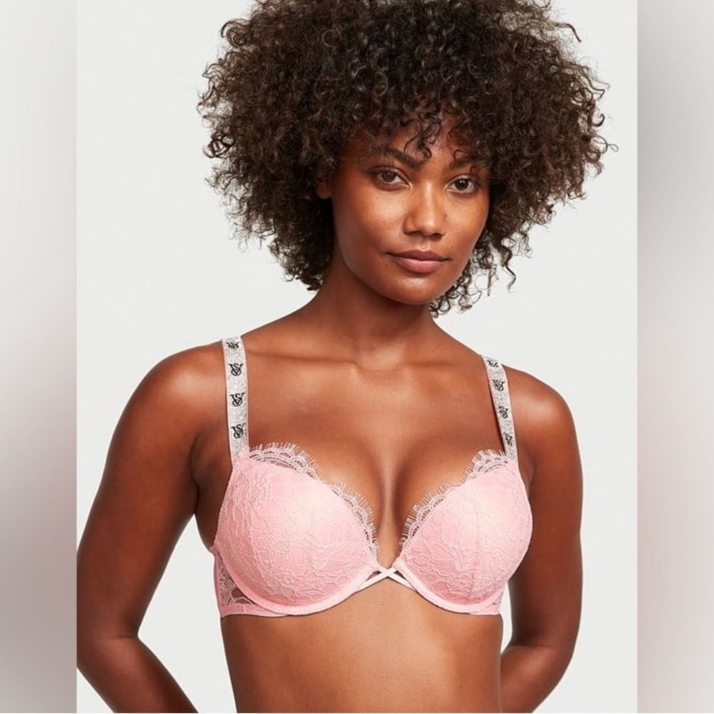Victoria Secret  Pink bling Very Sexy Push Up Lace Bra with Logo Straps